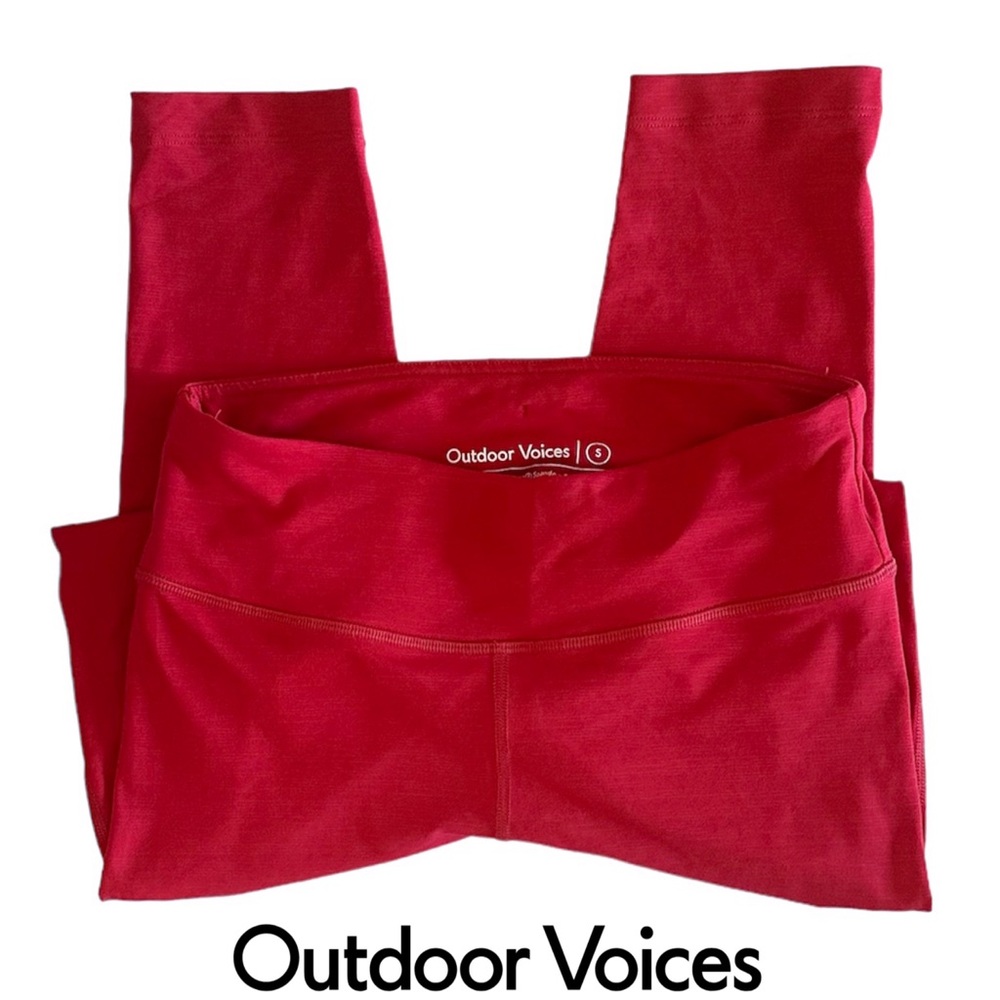 Outdoor Voices red + faint pink marled 7/8 leggings Small